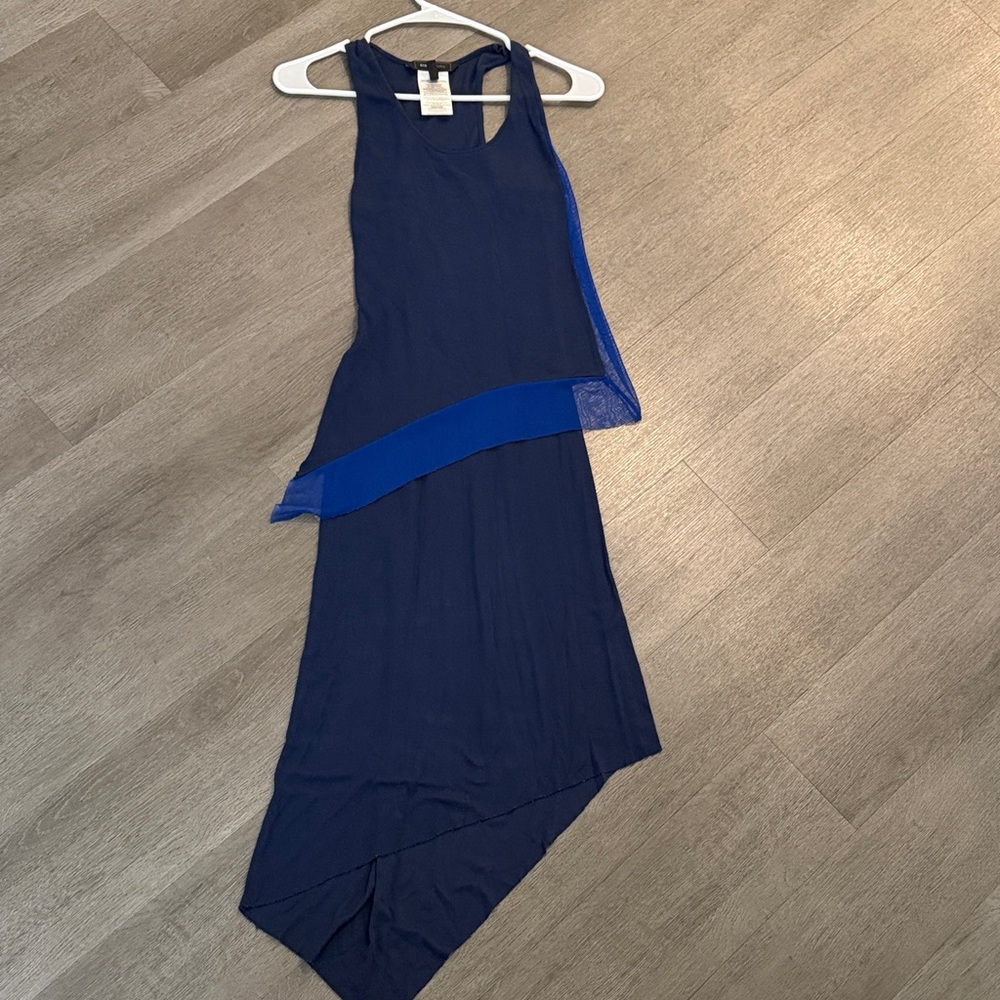 BCBGMaxAzria Navy and Blue Asymmetrical Dress